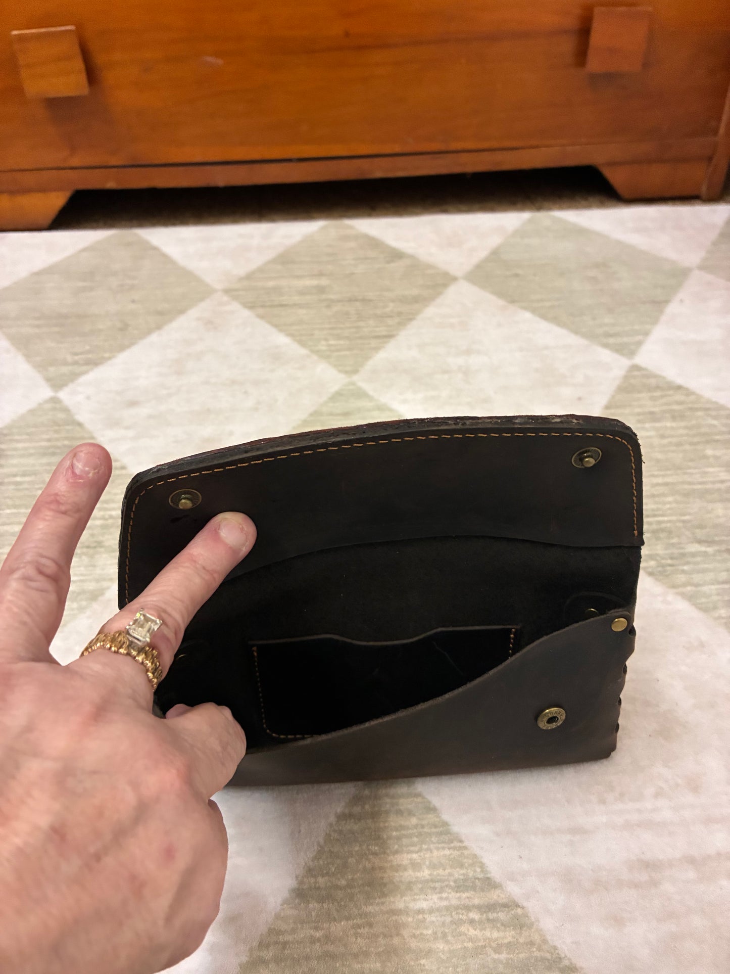 Handcrafted Artisan Leather Crossbody and wristlet Bag with Alligator Embossed Flap – A Rustic Classic